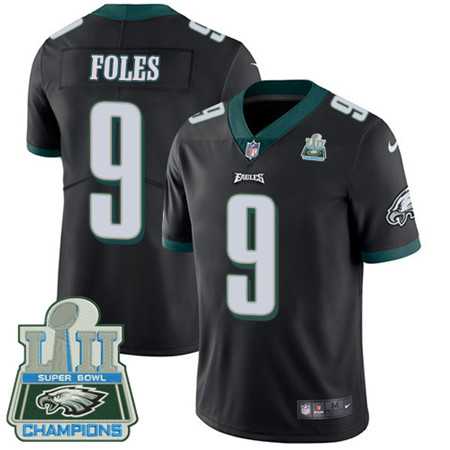 Men's Nike Eagles #9 Nick Foles Black Alternate Super Bowl LII Champions Stitched Vapor Untouchable Limited Jersey
